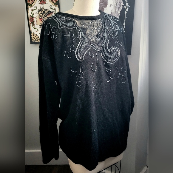 Vintage 1990 Beaded Silk Blend Sweater size M - Picture 1 of 8